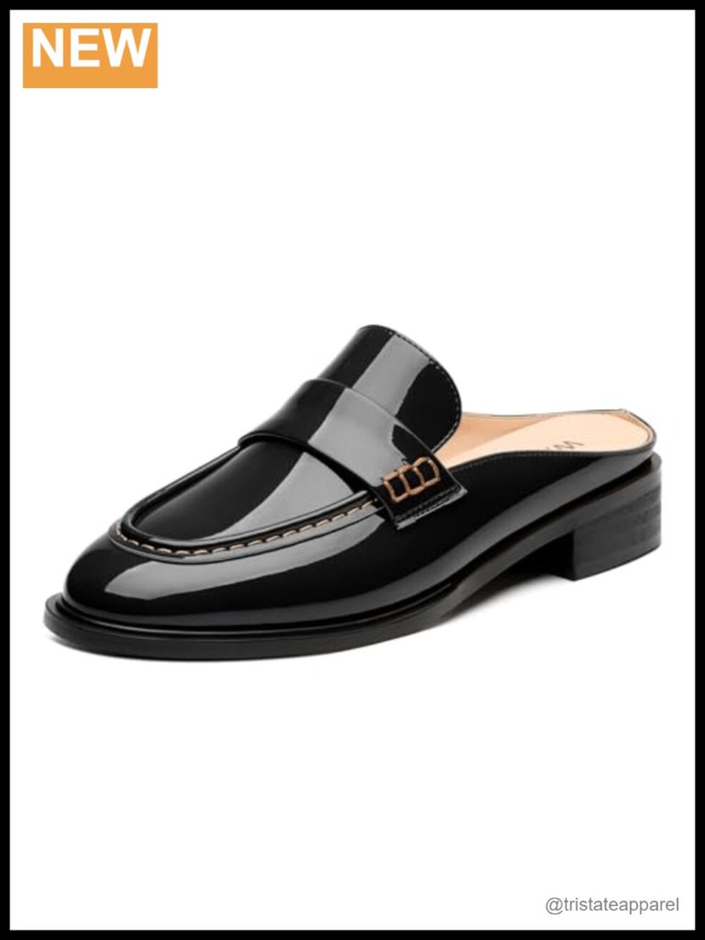 Patent Mules Low Block Heel Round Toe Slip On Womens Casual Party Shoes